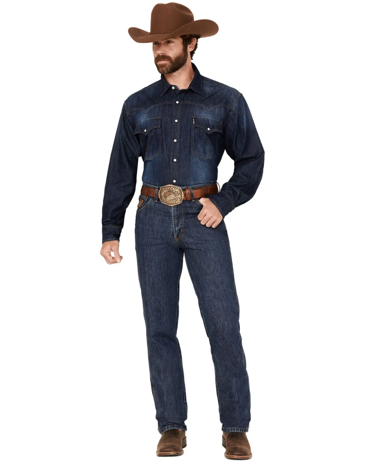 Cinch Men's Bronze Label Dark Wash Slim Tapered Rigid Denim Jeans - Mb90532002