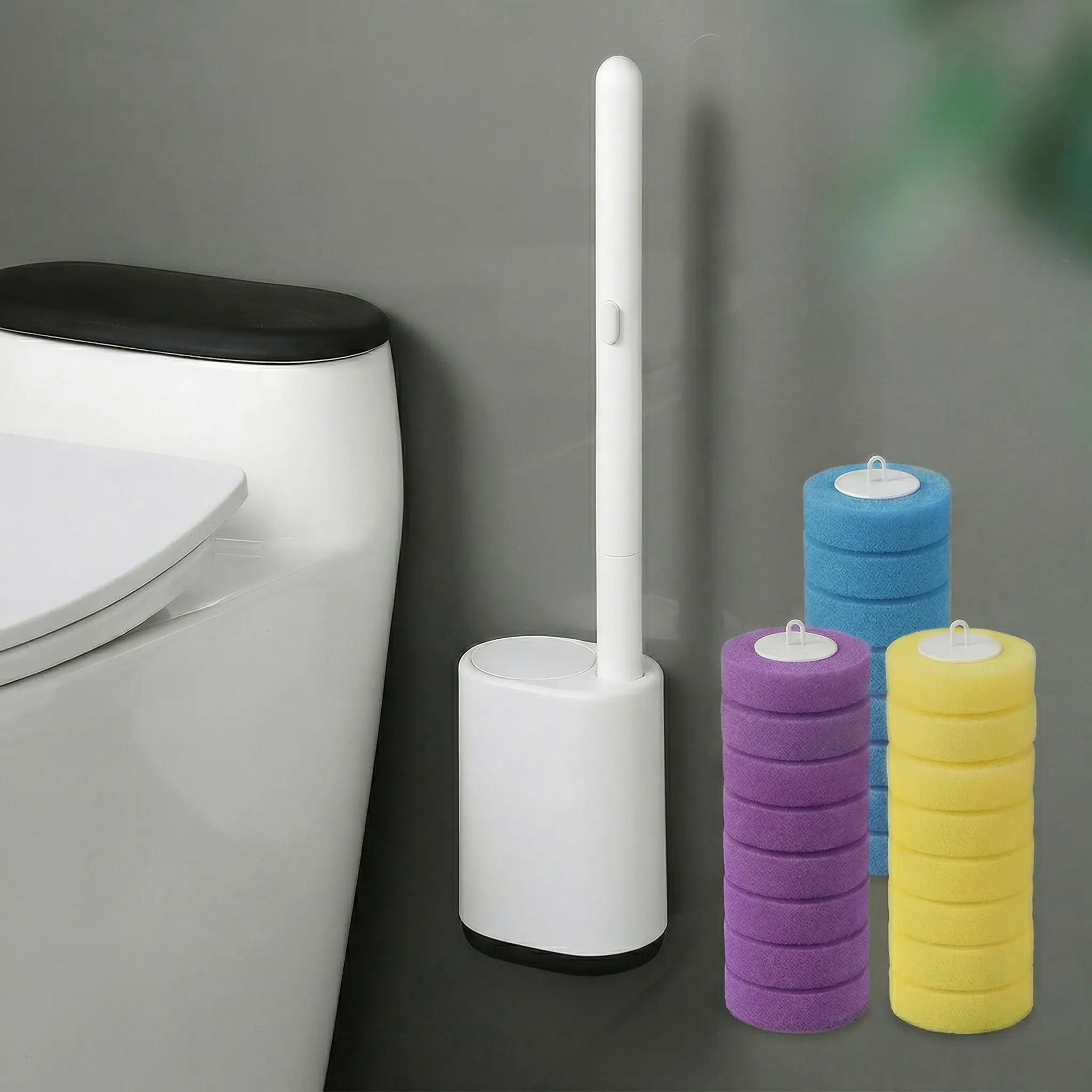 Disposable Toilet Scrubber Brush Set with Plastic Holder, 8/16/24 Refills, Household Toilet Cleaner for Deep Cleaning, Hygienic Bathroom Maintenance