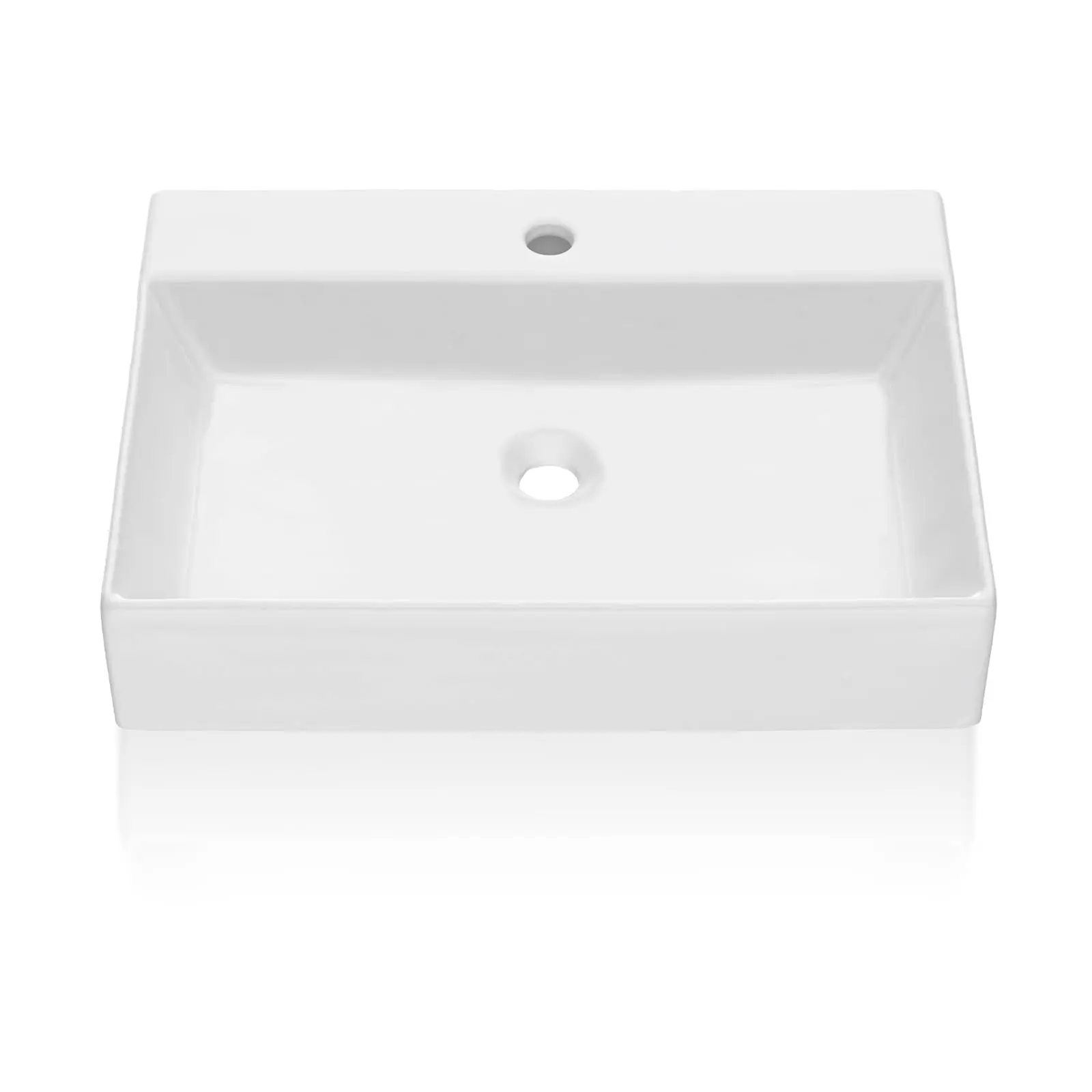 【GARVEE】Rectangle Bathroom Sink, Bathroom Vessel Sink, White Vessel Sink, Countertop Modern Sink 61*45*13cm