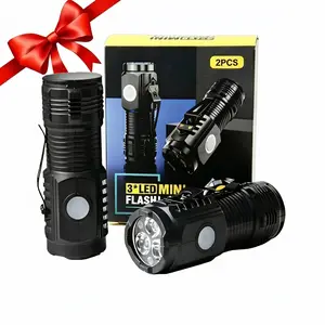 2-Pack 3-Eye Monster Mini LED Flashlights, High Lumen, USB-C Rechargeable, Compact Size, Powerful Energy, Pocket Clip, Portable Tech Gadget, Ideal for Camping, Emergencies, Home Improvement Outdoor Torch Lights