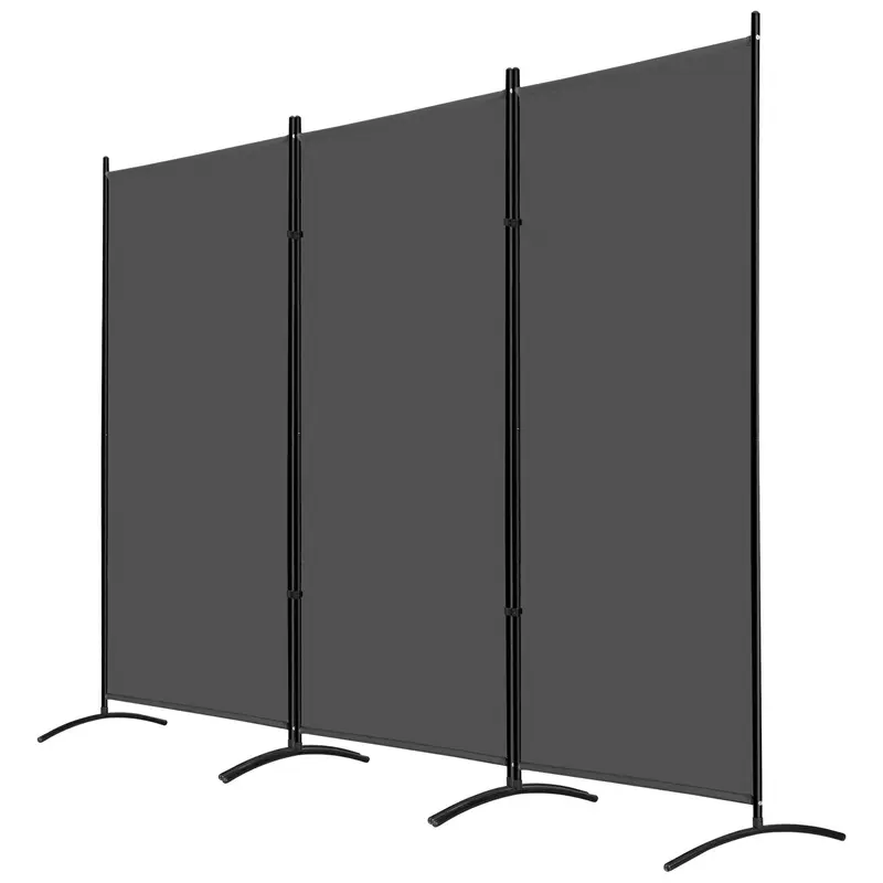 Segawe 3-Panel Foldable Indoor Room Divider - Solid Metal Frame Freestanding Fabric Privacy Screen, Gray Modern Design Adjustable Interior Aesthetic Partition for Home, Office, Classroom Decor