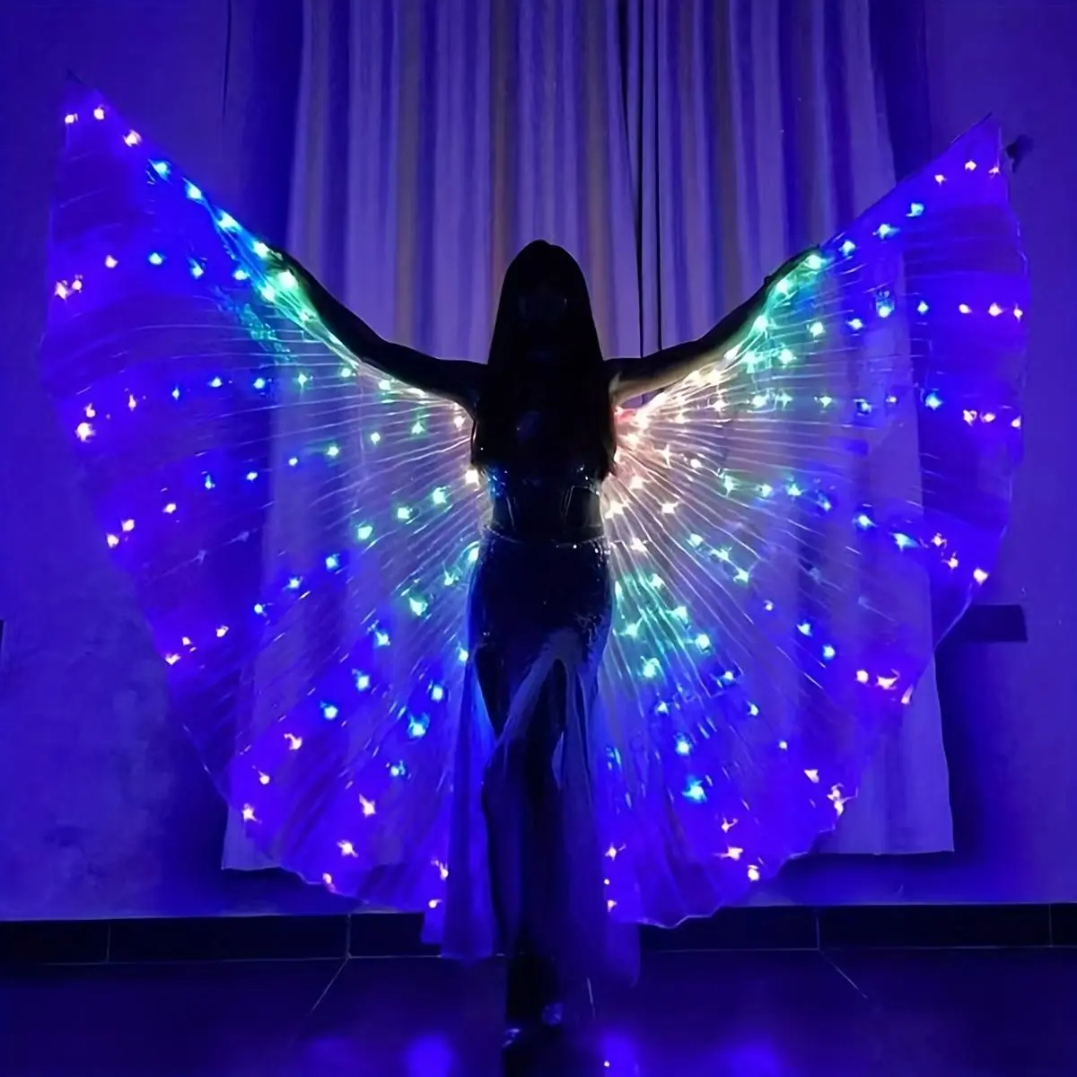LED Colorful Glowing Wings Costume Accessory Set, Battery Powered Stage Performance Props, Perfect for Christmas, Halloween, Valentine's Day Parties, Home Decor