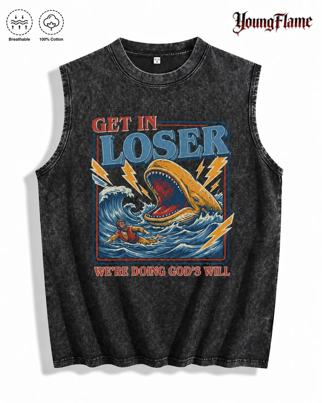 Vintage Acid Wash Funny Jonah Whale Meme graphic tees A comfortable summer gift Ironic Humor streetwear y2k clothing Men Sleeveless Muscle Shirt oversized t-shirt short sleeve humorous tshirt fall fashion outfit casual cotton