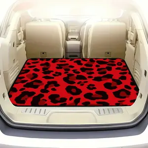 1pc LeopardRedPattern2Ddoesntglow Car Trunk Mat - Dustproof, Durable, Easy-Clean Interior Liner, Stylish and Elegant Design for Most Car Models, Trunk Mat, Trunk Liner, Car Interior Accessory, Car Accessories, Christmas and Halloween Gifts