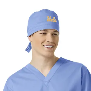 UCLA Scrub Cap for Men and Women - Unisex Solid Design with Elastic Band & Adjustable Tie Closure - One Size Fits All - 65% Polyester 35% Cotton