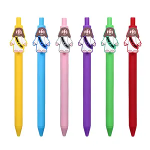 5/15/25pcs Creative Middle East Festival Style Theme PVC Soft Adhesive Patch Pen Creative Writing Pen Candy Color Press Ballpoint Pen Office Stationery Supplies