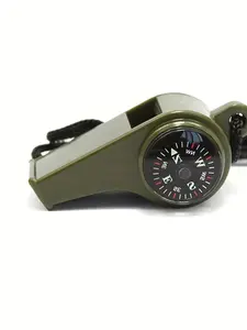 Three-In-One Multifunctional Survival Whistle with Compass and Thermometer, Portable High-Frequency Whistle for Camping Hiking Cycling Fishing Training Rescue, Outdoor Survival Supplies, Survival Gear