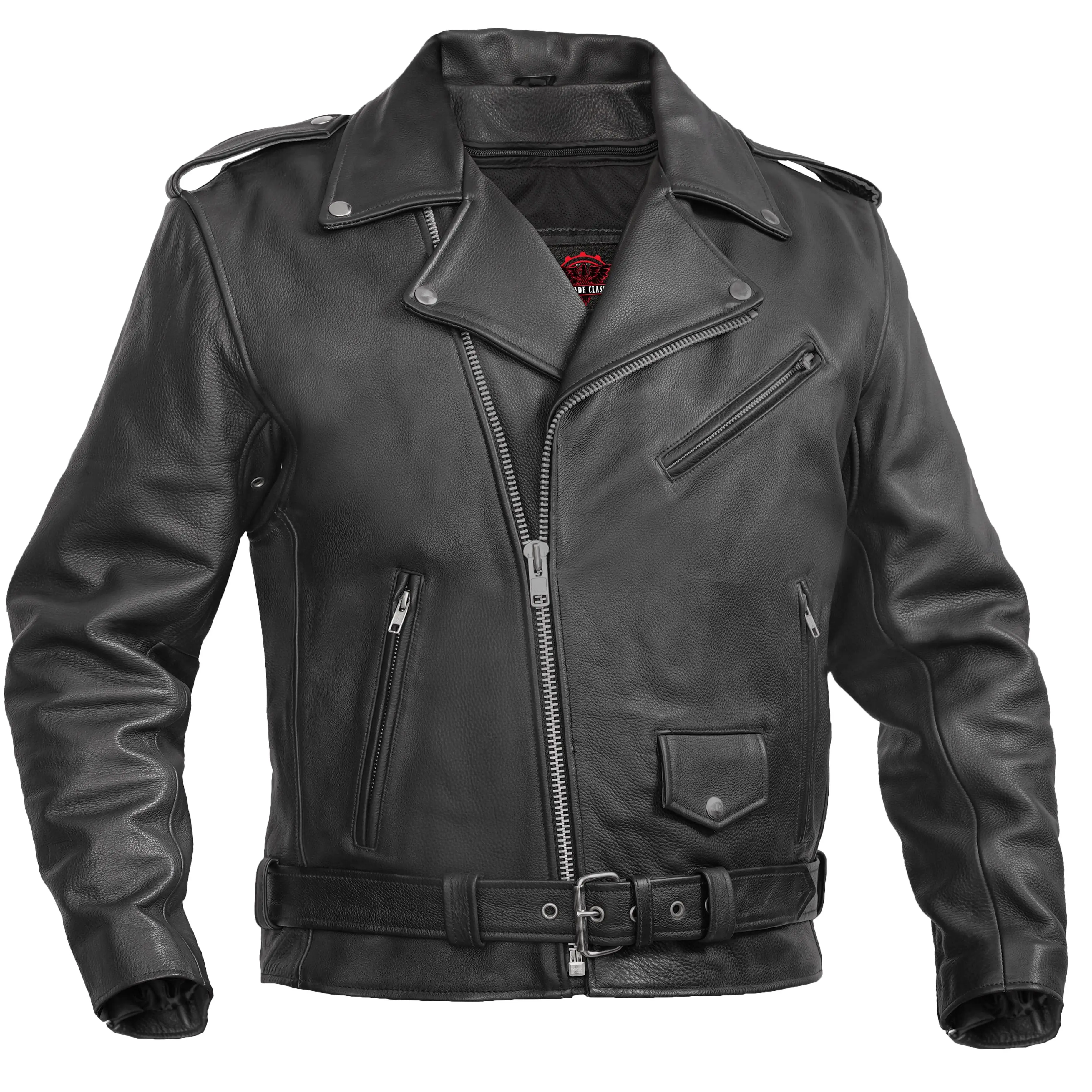 Men's Premium Classic Plain Side Police Style Jacket - Black