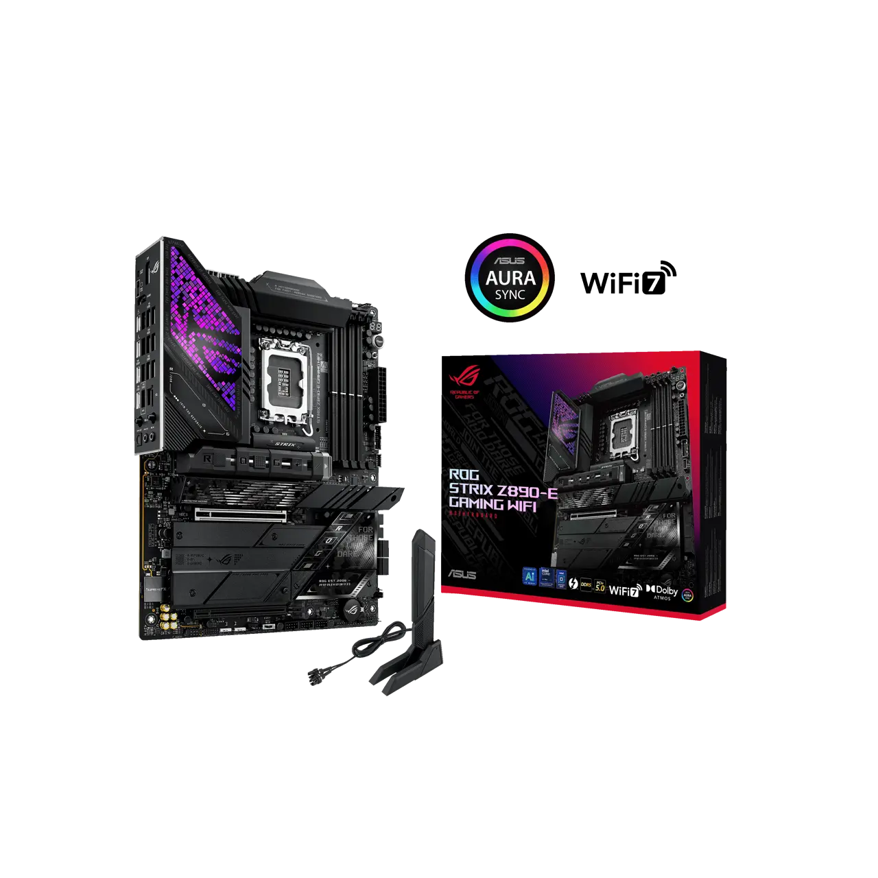 ASUS ROG STRIX Z890-E GAMING WIFI Intel® Z890 LGA 1851 ATX motherboard, Advanced AI PC-ready, 18+2+1+2 stages, DDR5, WiFi 7, 7x M.2, Thunderbolt™ 4, USB Type-C®, AI Overclocking, Cooling & Networking