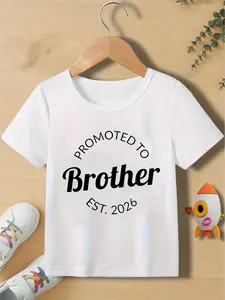 Boys' Big Brother 2026 T-Shirt - Newbie to Big Brother Announcement Design, Round Neck Short Sleeve Summer Casual Top with Big Brother Lettering, Machine Washable for Promotion Events & Family Gatherings (' Fashion)