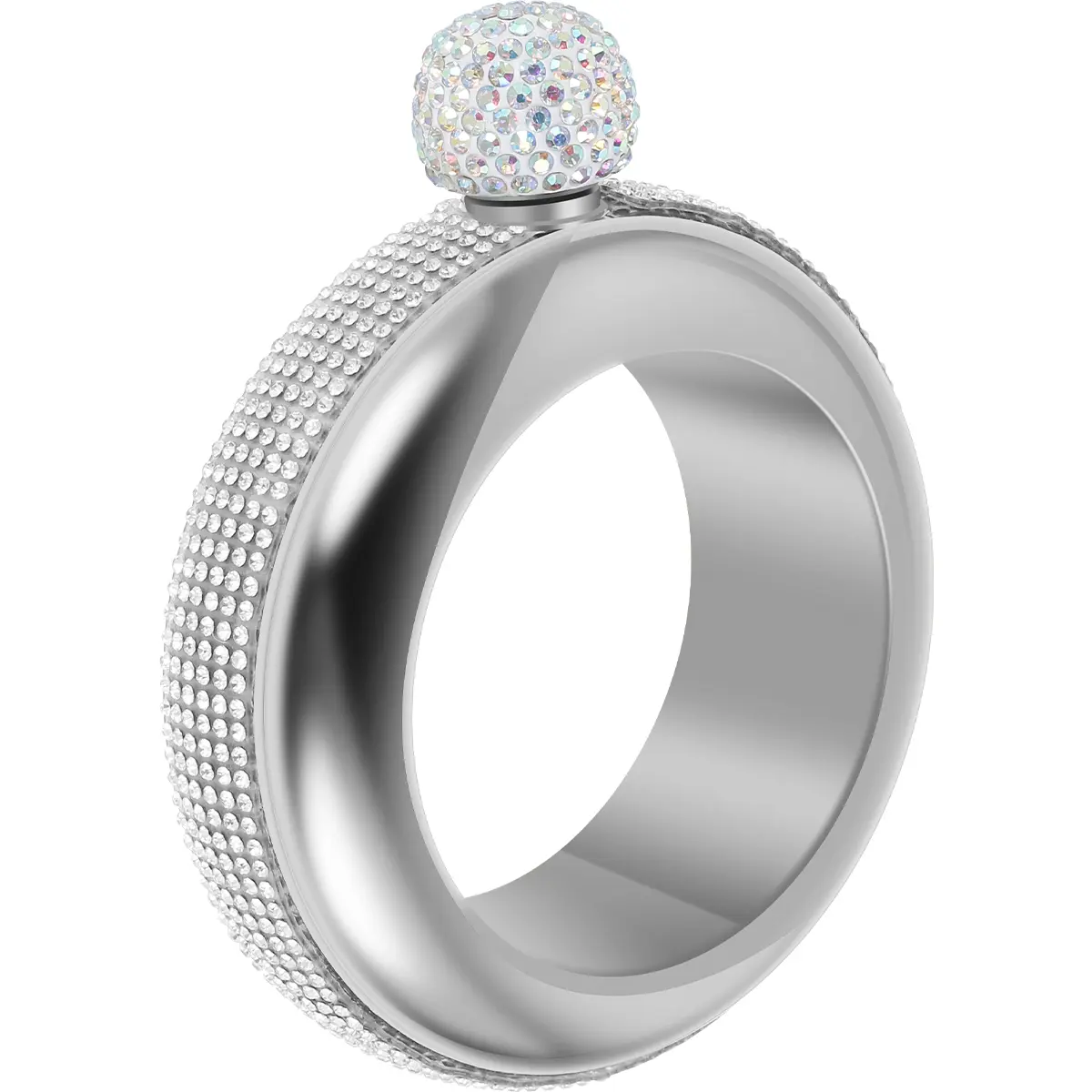 Bracelet Flask for Women 304 Stainless Steel Bangle Flask 3.7 oz Creative Decorative Bracelet Flask with Rhinestone Lid Party Flask Gift for Women Girls Birthday Party,Silver