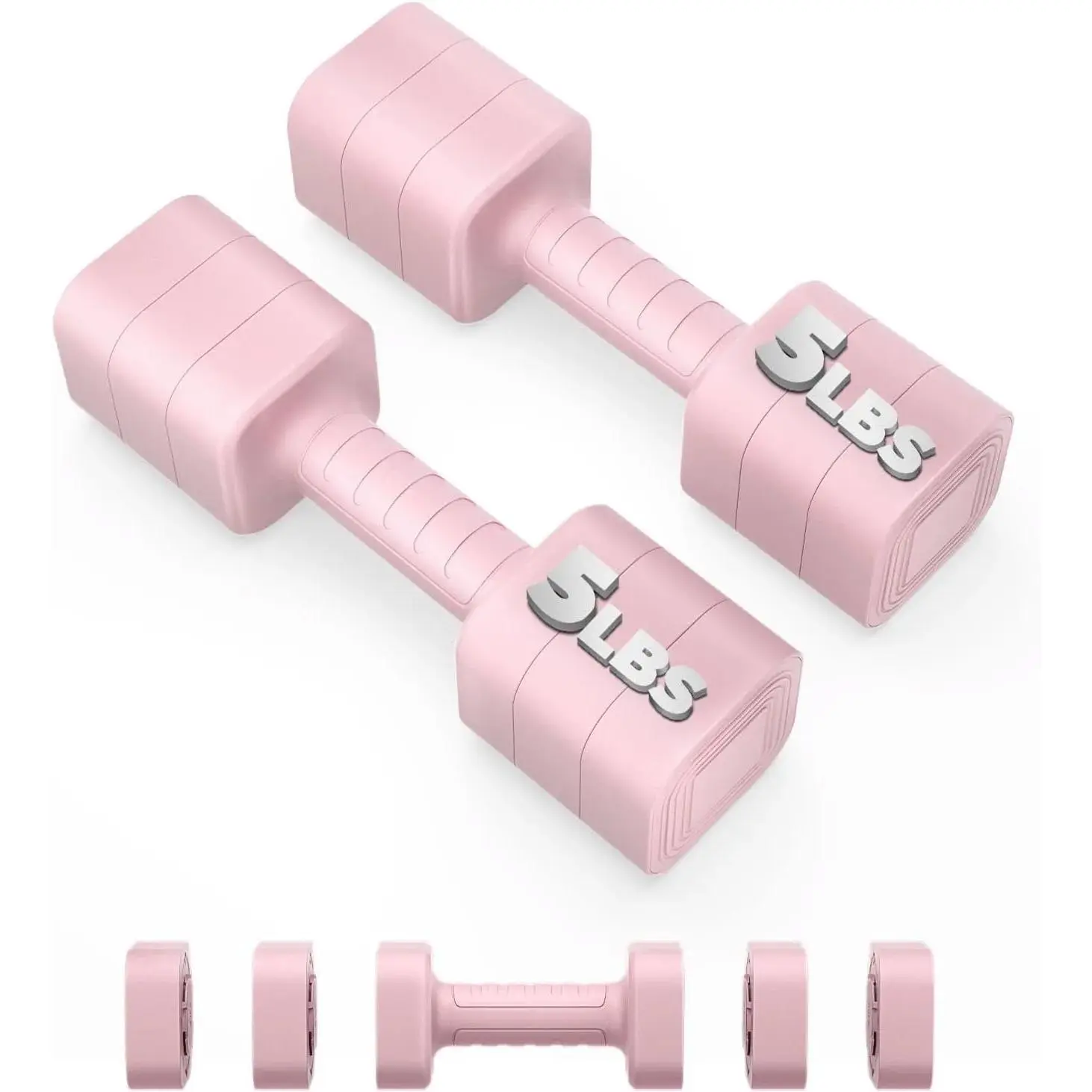Adjustable Dumbbell Set of 2, 2.2-10LB Adjustable Weight Set, Anti-slip Handle, 3 in 1 Free Weights Dumbbells Set for women at home, 2.2lb, 3.6lb, 5lb, for Home, Office, Gym Exercise Training