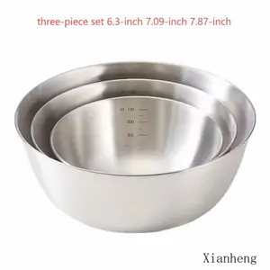 3-Piece Stainless Steel Mixing Bowls Set - Durable Food-Safe Kitchen Prep Bowls for Cooking, Baking, Serving, Non-Slip Stackable Bowls with Lids, Dishwasher Safe