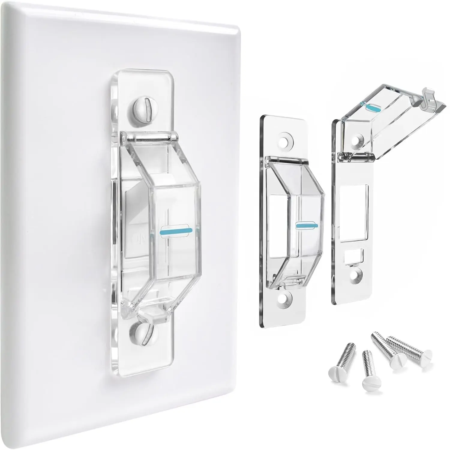 Light Switch Cover Guard - Transparent Polycarbonate Toggle Switch Protector with Glow-in-the-Dark Stars, Prevents Accidental Shutoff, Easy Screw-On Install, Indoor/Outdoor Switch Protection, 2-Pack