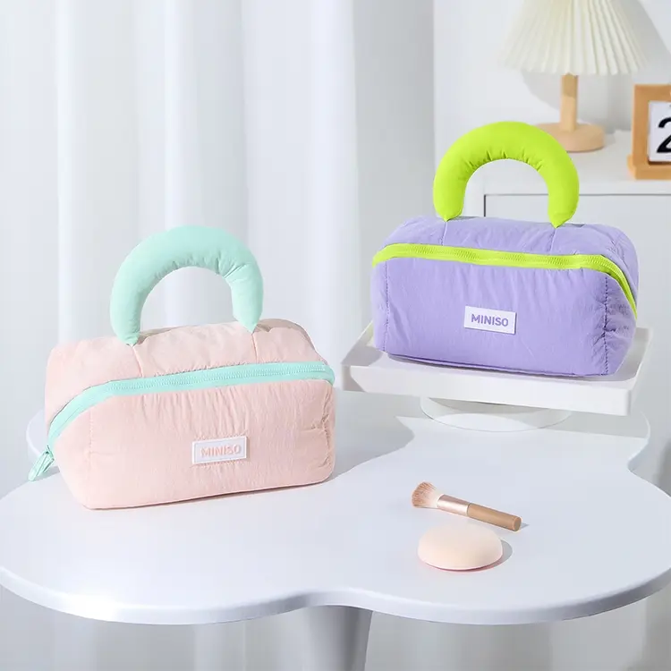 Miniso Marshmallow Series Pillow Storage Bag - Cute Synthetic Fabric Large-Capacity Organizer Pouch for Clothes, Home Use, Travel, Back To School