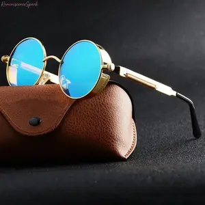 Unisex Metal Steampunk Round Sunglasses, Vintage Retro Fashion Eyewear with UV400 Protection, High Quality Durable Shades for Cosplay, Festivals, Streetwear & Daily Casual Wear
