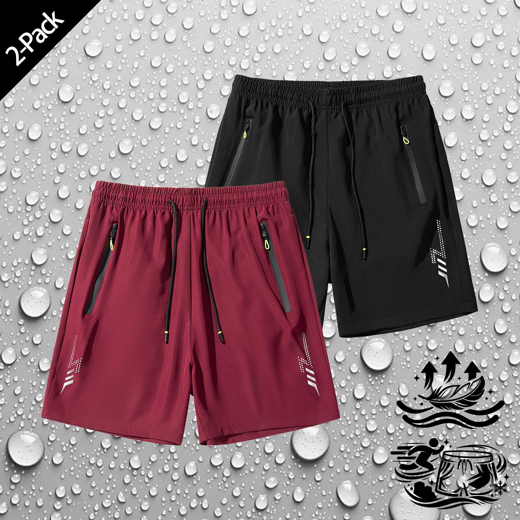 Men's 2 Pack Athletic Running Shorts Quick Dry Moisture Wicking Lightweight Breathable Workout Gym Shorts with Zipper Pockets Stretchy Waist for Jogging Hiking Outdoor Sports Training Casual Daily Wear Active Performance Shorts