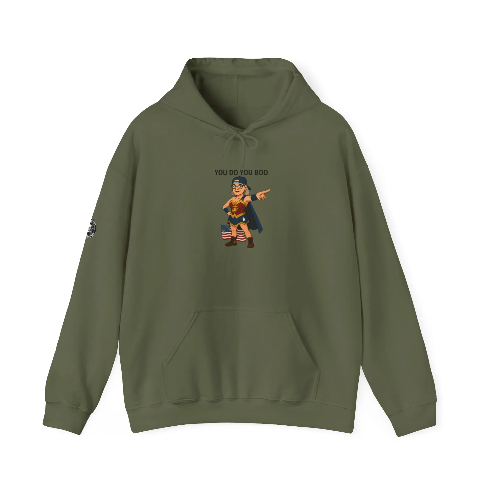 Camo and Carnage LLC Women's Marine-Inspired Graphic Hoodie Shirt - Cotton Long-Sleeve Tops, Ribbed Seamless Fabric for Fitted Style, Comfortable Casual Everyday Sweatshirts Tee