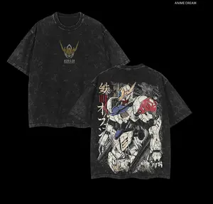 Gundam Barbatos - Mobile Suit Gundam Anime Double Printed Vintage Washed Tee Unisex Oversize Anime Manga Washed Heavyweight Cotton T-shirt, Gift For Anime Fan, Anime Lover