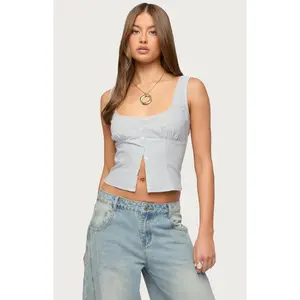 Edikted Women's Katiya Pinstripe Button Up Top