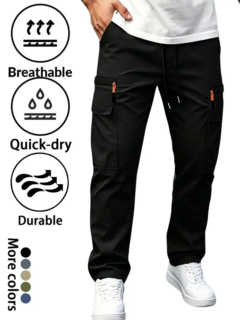 Men’s softshell stretch cargo pants with elasticated fit, multiple pockets, water-resistant, quick-drying and breathable—ideal for walking and everyday wear. Men’s Quick Dry Cargo Pants | Breathable Cooling Work Pants | Multi-Pocket Casual Joggers for Men