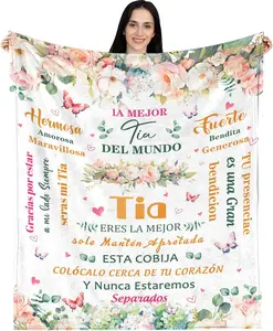 Tia Gifts Regalos para Tía, Regalos para Tía En Español, Gifts for Tia Aunt in Spanish, Aunt Auntie Gifts Ideas from Niece Nephew, Best Tia Aunt Blanket 50x60in