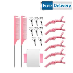 17-Piece Hair Styling Tools Set – Includes Tail Combs, Sectioning Rings, Hair Clips & Wrist Pin Holder | Braiding & Hair Parting Kit for Women & Stylists