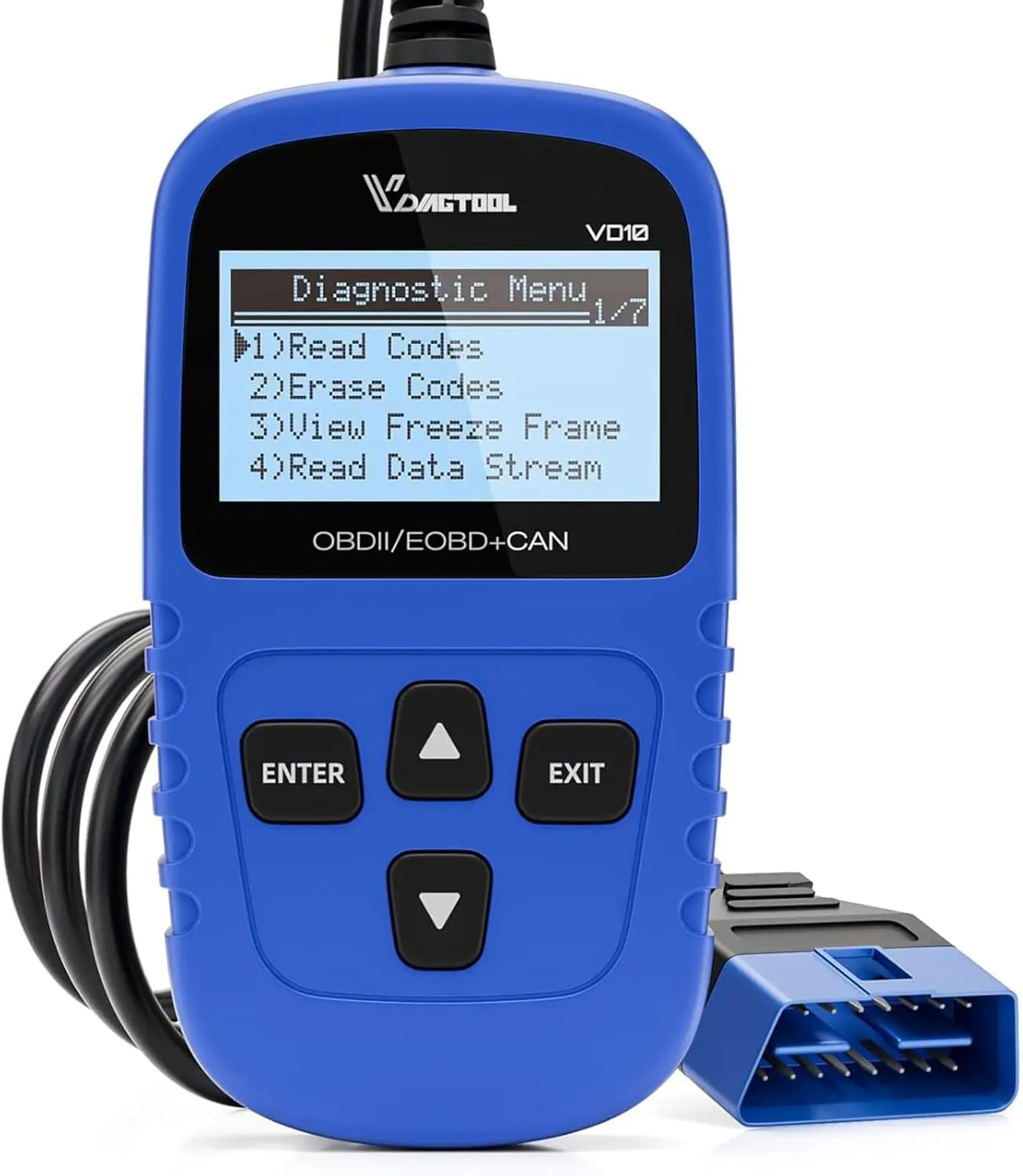 VDIAGTOOL VD10 OBD2 Scanner Code Reader with 2-Line TFT Screen, Plug & Play Car Diagnostic Tool for All OBDII Protocol Cars - Code Reading, CEL Turn-Off, View Freeze Frame, I/M Readiness, Live Data for Hobbyists