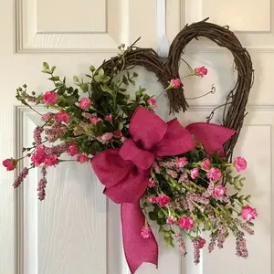 New Heart Wreath Door Hanging - Valentine's Day Mother's Day Home Decoration for Front Door