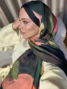 Fashionable Printed Long Muslim Scarf Hijab Wrap Shawl for Women, Breathable Outdoor Daily Wear, Casual Clothing Accessory, Birthday Gift