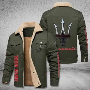 Maserati Personalized Green Cargo Fleece Lined Cotton Jacket