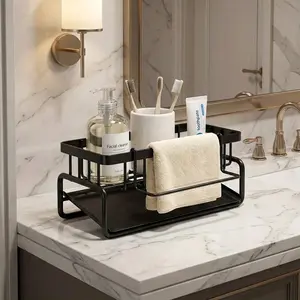 Kitchen Sink Sponge Rack – Self-Draining Organizer for Brushes, Soap & Scrubbing Tools, Space-Saving Over Sink Caddy,dish drying racks, kitchen organization