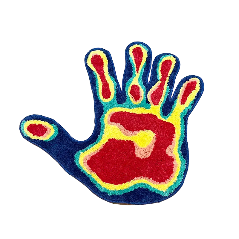 Handmade Palm Rug Shape Tufted Carpet Plush Fluffy Soft Multiple Color Home Decor Living Room Bedroom Room Aesthetic Handprint Colorful