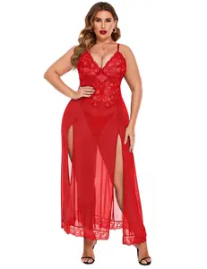 Avidlove Plus Size Lingerie For Women Nightdress Strappy Sleepwear Side Slits