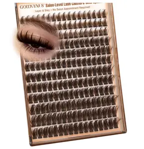 Manga Lash Clusters With Spikes Wispy Brown Cluster Eyelash Extensions Fluffy Anime Eyelashes Clusters Reusable Faux Mink Fairy Individual Lash Extension (D Curve 12-20mm 204 pieces)