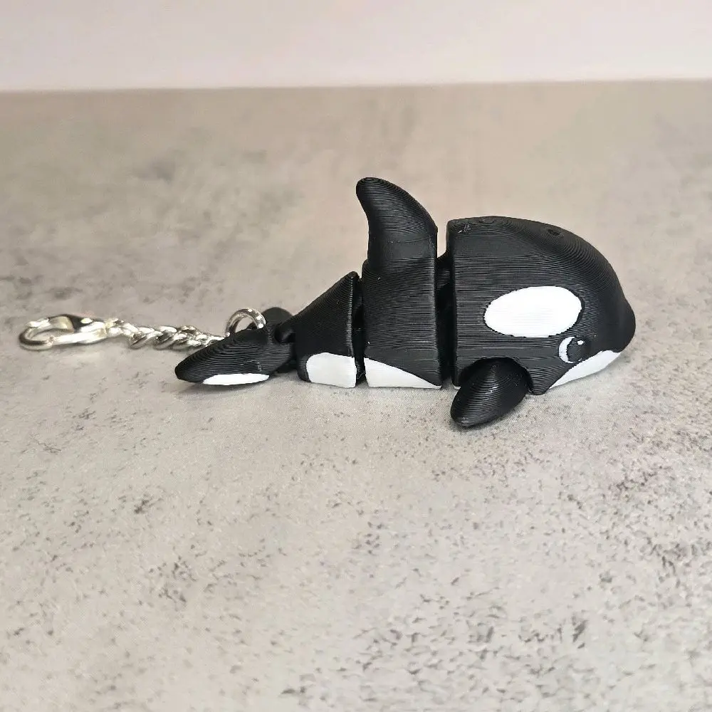 Articulated Orca, Killer Whale - 3D printed - Keychain, Zipper Pull Charm