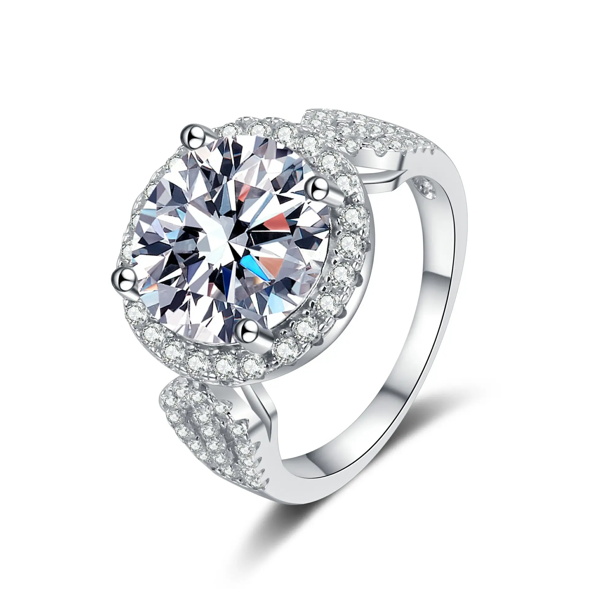#28（Wedding Ring 5CT）925 Sterling Silver Synthetic Moissanite Ring