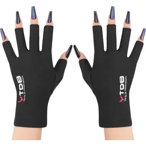 Fingerless UV Gel Manicure Gloves, UPF200+ Seamless Knit Beauty Products, Breathable Nail Lamp Protection for Home & Salon Use, Seamless Knit Gloves