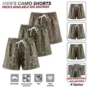 Men’s Hunting Camo Shorts - 5” Inseam, Quick Dry, Soft Activewear, Breathable Printed, Athletic Cut, Sporty - 1 Pack or 3 Pack Options, Athletic Cut Shorts, Breathable Printed Shorts