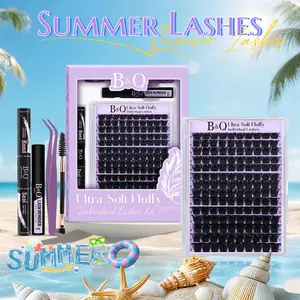300D Kit l B&Q Evil Lash,Dramatic Soft Mega Thick Volume Individual Clusters,D-Curl, DIY Ultra Soft Eyelashes Extension,Waterproof Sleep proof,Week Long Lasting,Salon Full Fake Lashes, Makeup Cosmetic Lash Stacking Vacation Lash #SummerVibes