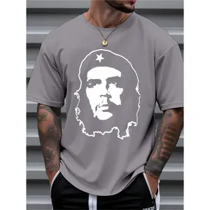Men's Vintage Che Guevara Graphic T-Shirt - 100% Cotton Loose Fit Crew Neck Short Sleeve, Breathable Summer Casual Tee for Daily & Outdoor Wear, Outdoor Wear Shirt, Relaxed Fit Shirt, 100% Cotton Shirt
