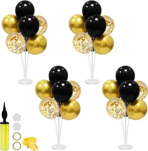 Black and Gold Party Decorations Balloon Stand Table Centerpieces for Birthday Wedding Retirement Anniversary Father'S Day Halloween New Years Graduation Decorations 2025 ZJDHPTY