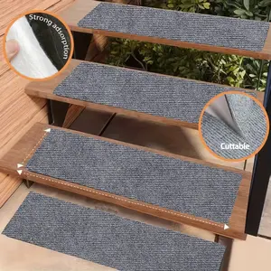 6-Piece Polyester Stair Carpet Set, Decorative Rug, Static Adsorption Noise Reduction, Easy Stick-No Glue, Ideal for House Stairs & Entryway, Home Decor Rug
