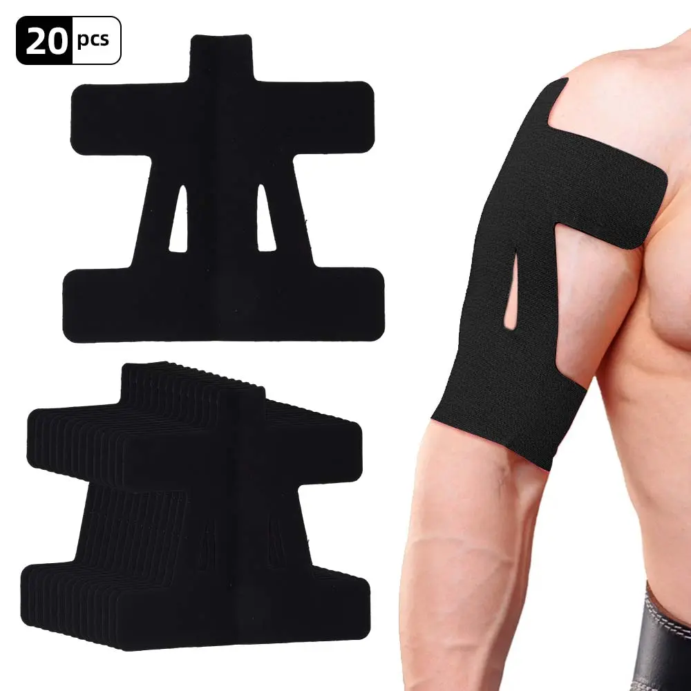 20-Pack Precise Cuts Cotton Kinesiotape Sports Tapes - Breathable, Elastic, Tear-Resistant Stabilizing Tapes for Male Adults (1 Size) with Shoulder Support, Maximum Support, Reduces Skin Irritation, Baseball Injury Prevention
