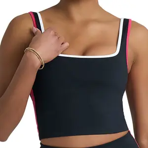 POPSUGAR PS Workout Tank Tops for Women with Built in Bra, Racerback Sports Athletic Shirts Camisole Yoga Top with Shelf Bra