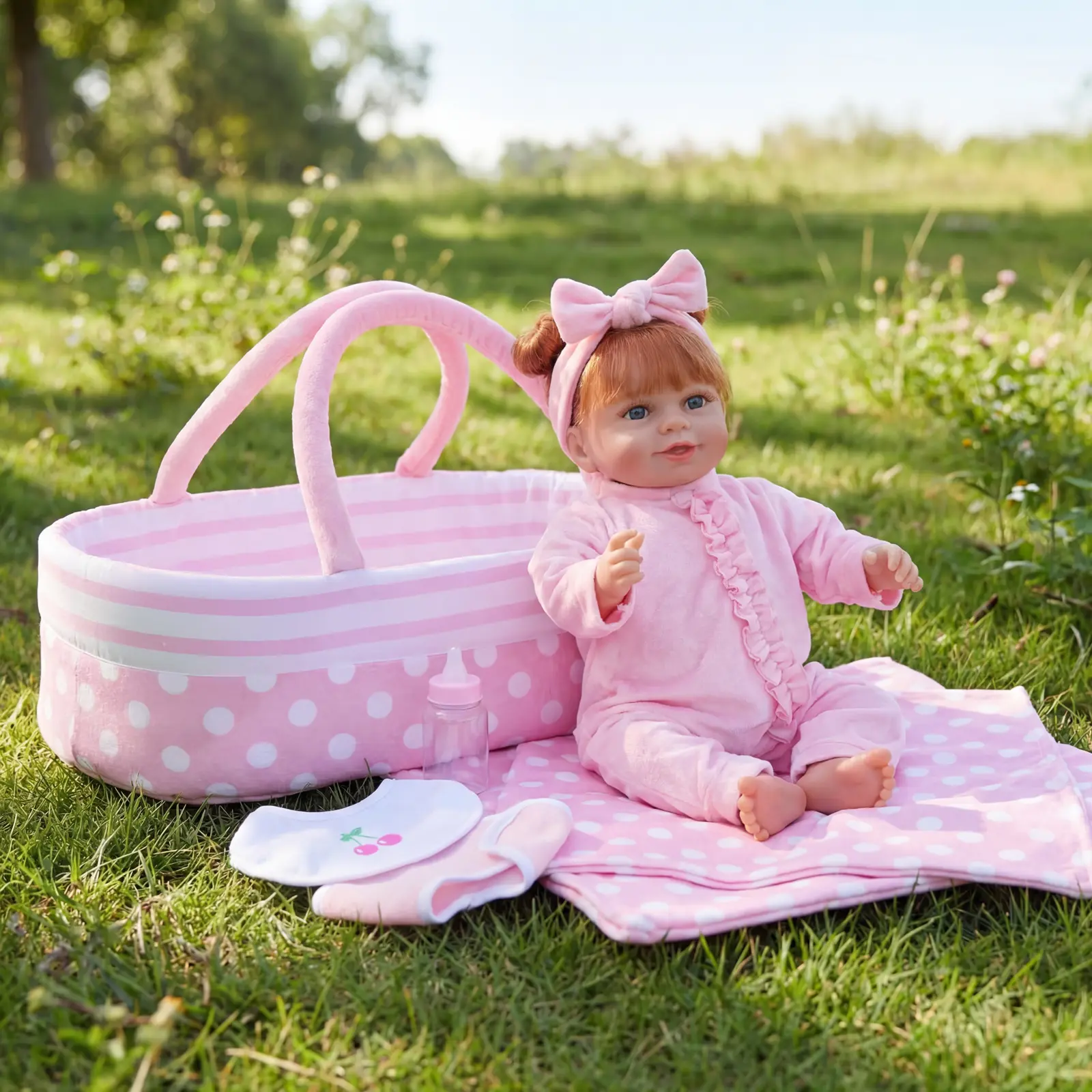 #Summervibes#DealsForYouDays BABESIDE 7 Pcs Reborn Baby Doll Clothes with Bassinet for 17-22 Inch Baby Dolls, Baby Doll Accessories and Doll Clothes Outfit fit Reborn Baby Doll, Babies Pretend Play Set (not include reborn dolls)