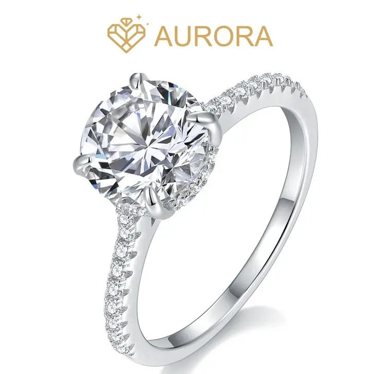 #32 Sunrise 925 Sterling Silver Casual Artificial Gemstone Ring, Full Moissanite Main & Side Stones, High-Quality Luxury Engagement Anniversary Gift Jewelry, Casual Artificial Gemstone Rings