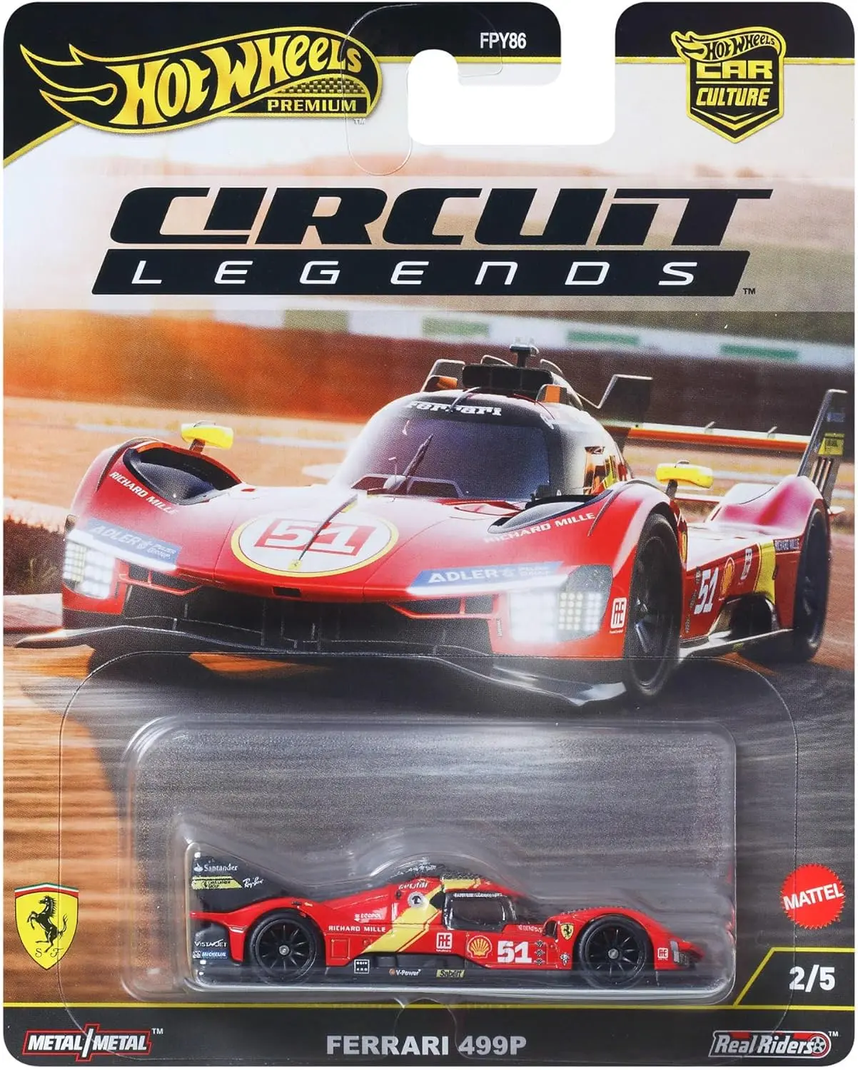 Hot Wheels Premium Car Culture "Circuit Legends" Ferrari 499P Red Collectible Vehicle