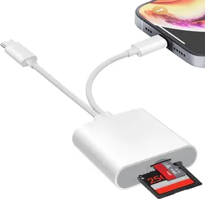 SD Card Reader for iPhone, iPad, USB C and Lightning Dual Port SD Card Adapter, Memory Card Reader for Camera Adapter, Support SD, Micro SD, USB 3.0, No App Driver Required