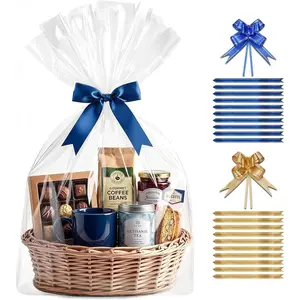 Cellophane Bags 16x24 in, 20 count Cellophane Wrap for  Baskets (Bows)